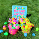6Pcs Easter Egg Basket With Tricolor Easter Grass 8in