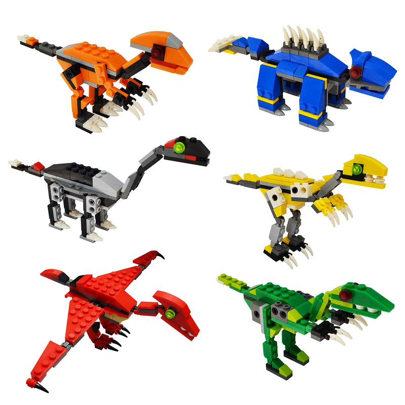 6Pcs Dinosaur Building Blocks Prefilled Easter Eggs