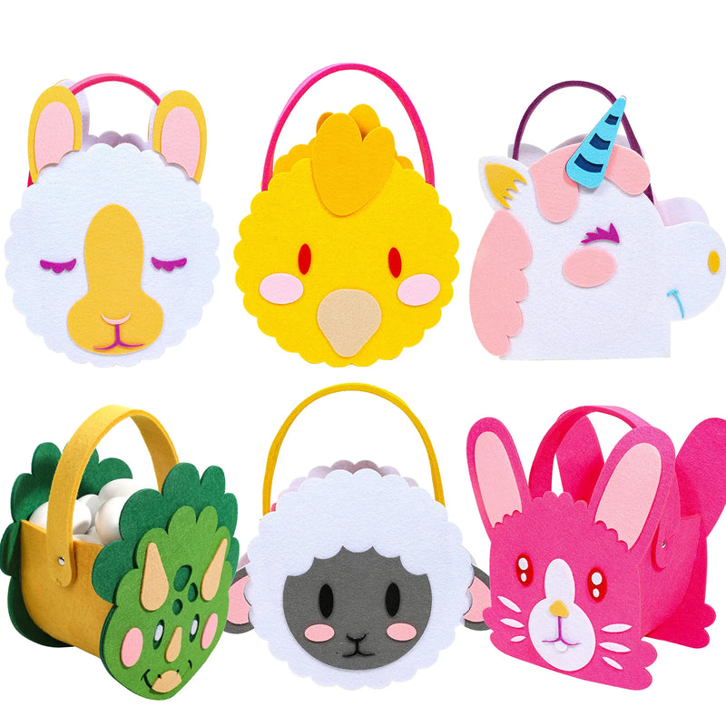 6Pcs Felt Animal Easter Basket with Handle