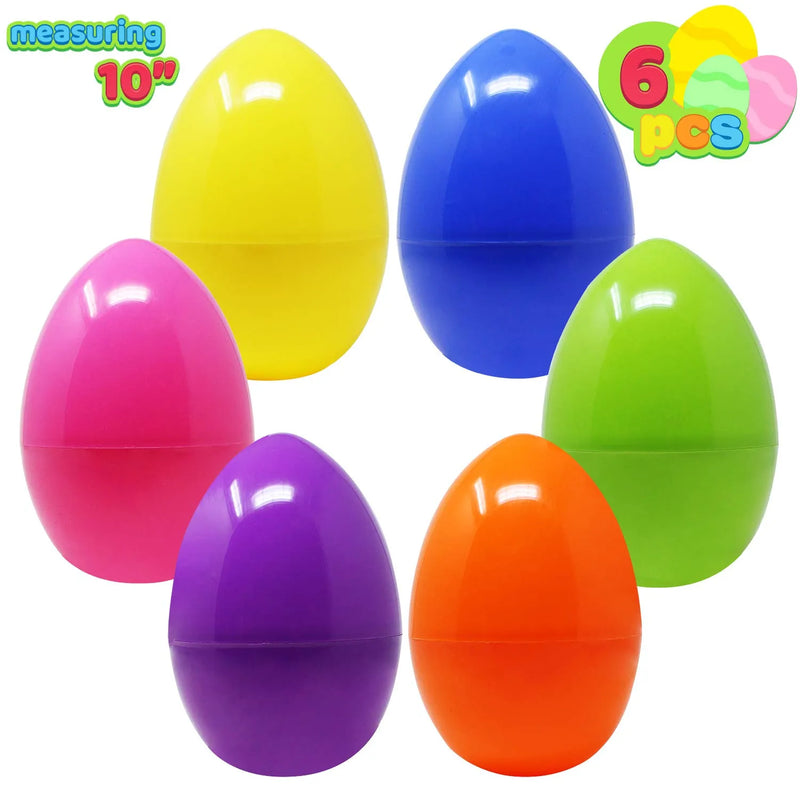 6Pcs Jumbo Plastic Bright Solid Easter Egg Shells