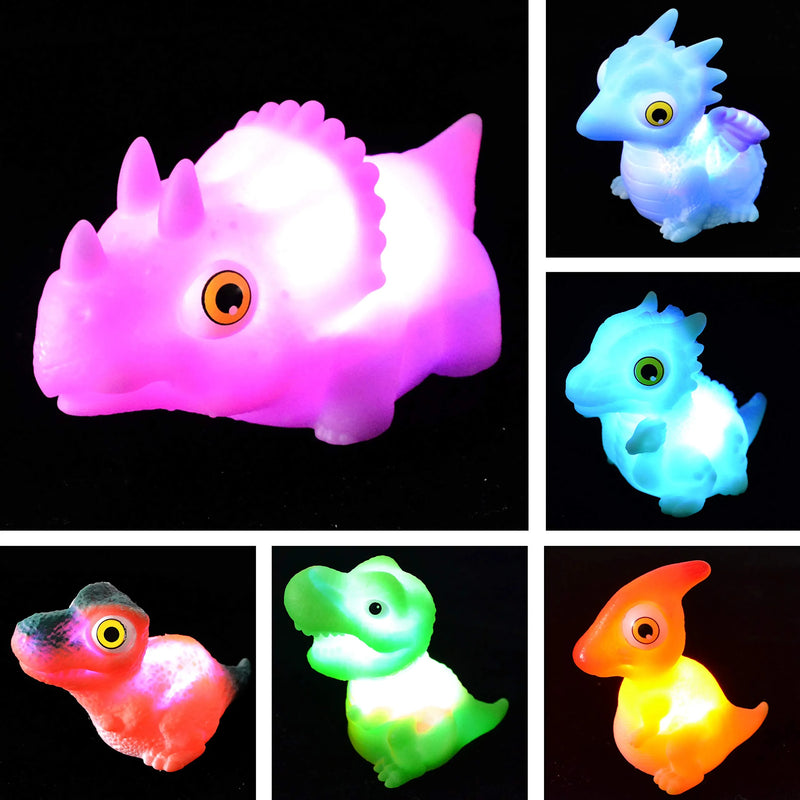6Pcs Light Up Dinosaur Bath Toys Prefilled Easter Eggs