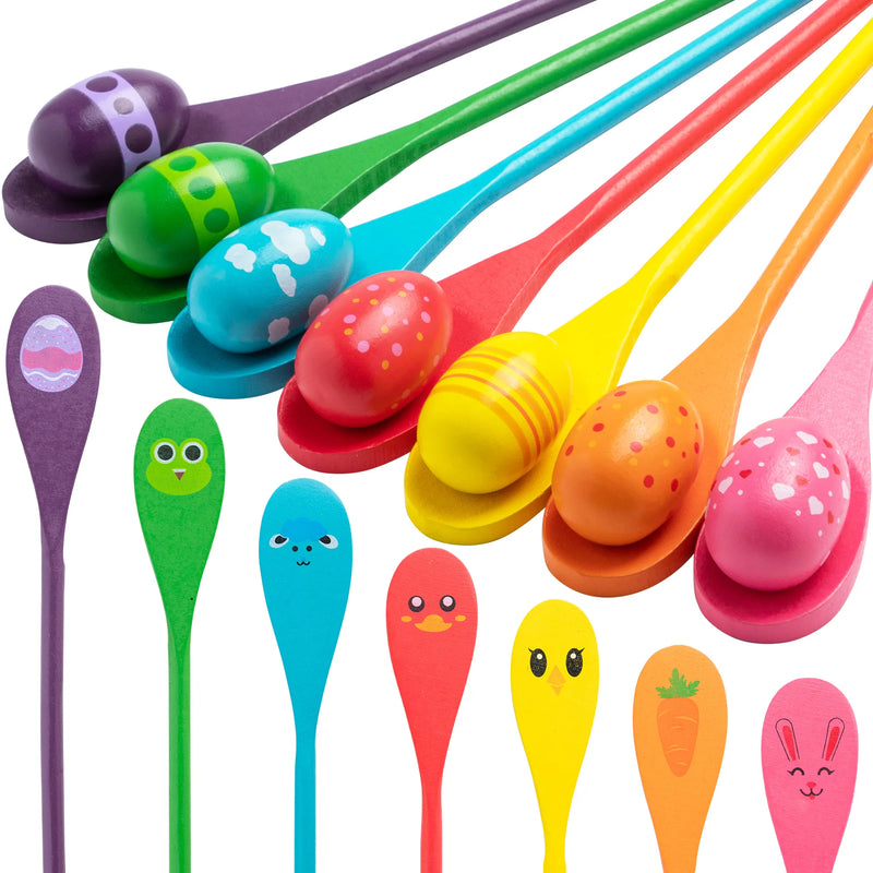 7 Players Easter Egg and Spoon Relay Game Set