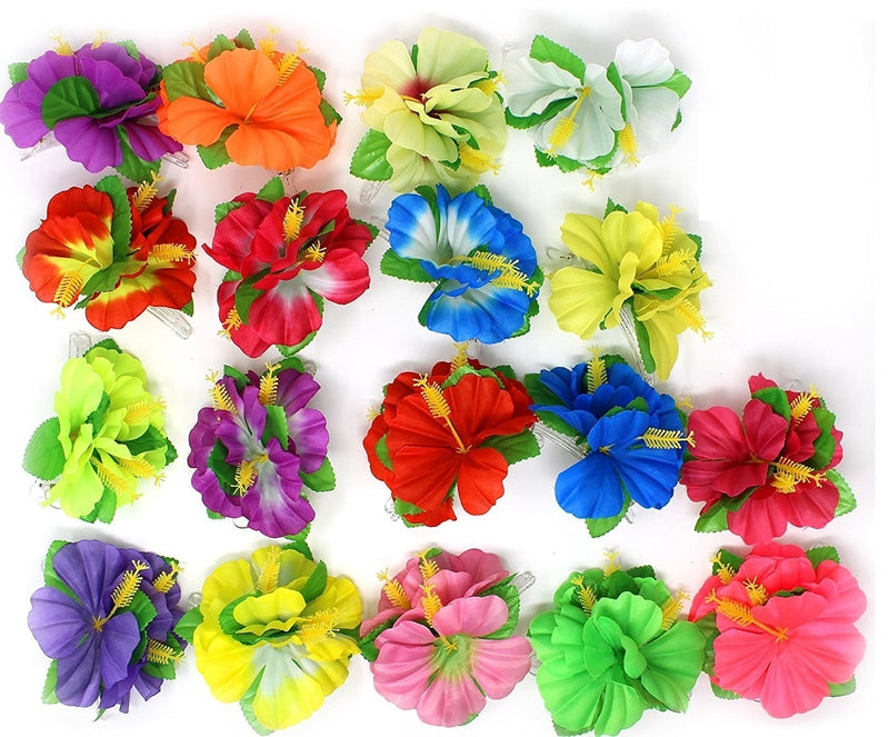 Hawaiian Luau Flower Lei Hair Clip Set