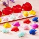 28Pcs Mochi Squishies Filled Hearts with Valentines Day Cards for Kids-Classroom Exchange Gifts