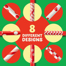 200Pcs Christmas Red Paper Straws