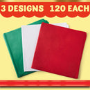 20in Holiday Tissue Paper Assortment (Red, Green & White), 360 Pcs