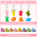 24Pcs Kids Valentines Cards with Bulging Eyes in Boxes-Classroom Exchange Gifts