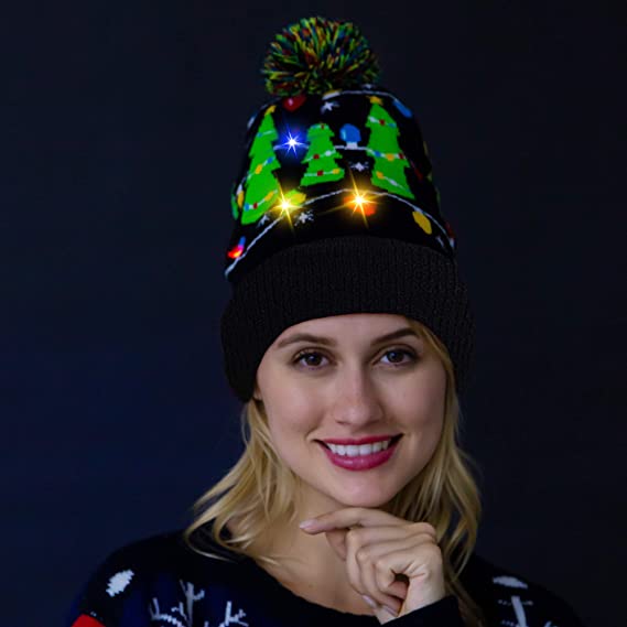 Christmas Tree Knitted Lit-up Beanie