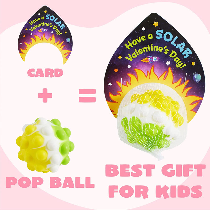 12Pcs Kids Valentines Cards push bubble Ball-Classroom Exchange Gifts