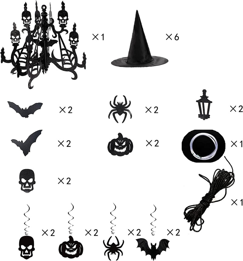 Spooky residence Hanging Decorations and Witch Hats, 25 Pcs