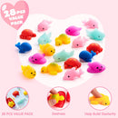 28Pcs Mochi Squishies Filled Hearts with Valentines Day Cards for Kids-Classroom Exchange Gifts