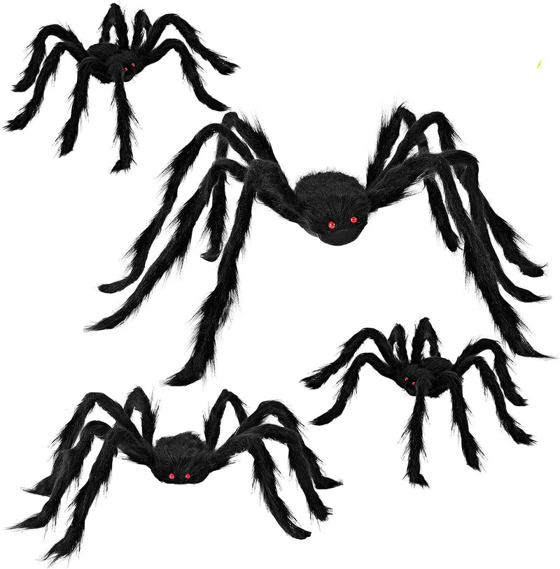 Realistic Hairy Spiders Set, 4 packs