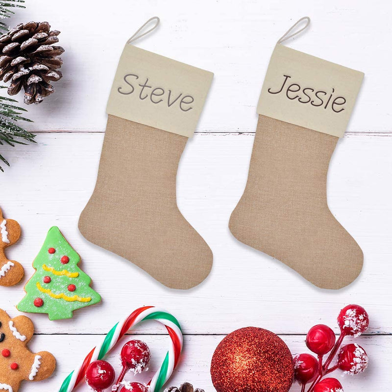 Plain Burlap Christmas Stockings