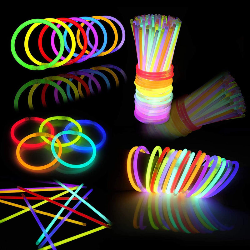 Glow Mind 400 ultra bright glow sticks bracelets and necklaces - halloween  glow in the dark party supplies decorations - bulk 8 glowst