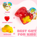 28Pcs Mochi Squishies Filled Hearts with Valentines Day Cards for Kids-Classroom Exchange Gifts