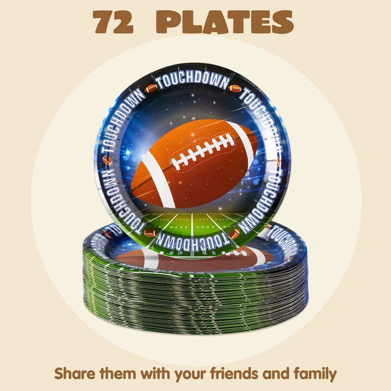 72Pcs Football Themed Party Plates