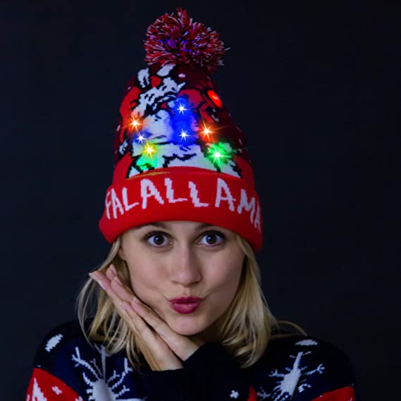 Christmas Falalallama Llama Lit-up Knitted Beanie
