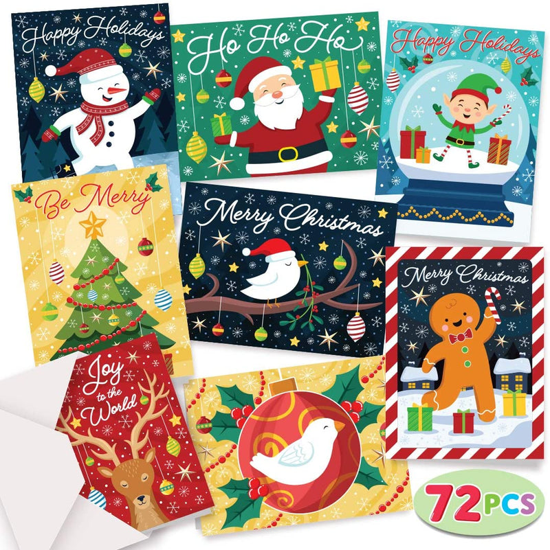 72 Christmas Greeting Cards with Envelopes