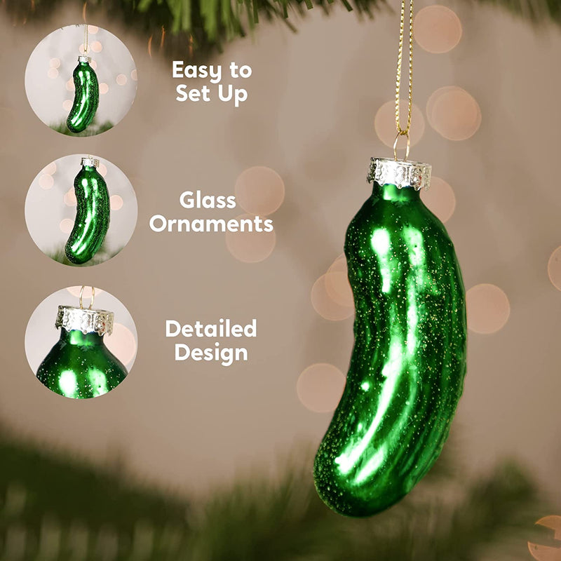 Christmas Glass Ornament 2-pcs Pickle Set for Christmas Tree Decoration