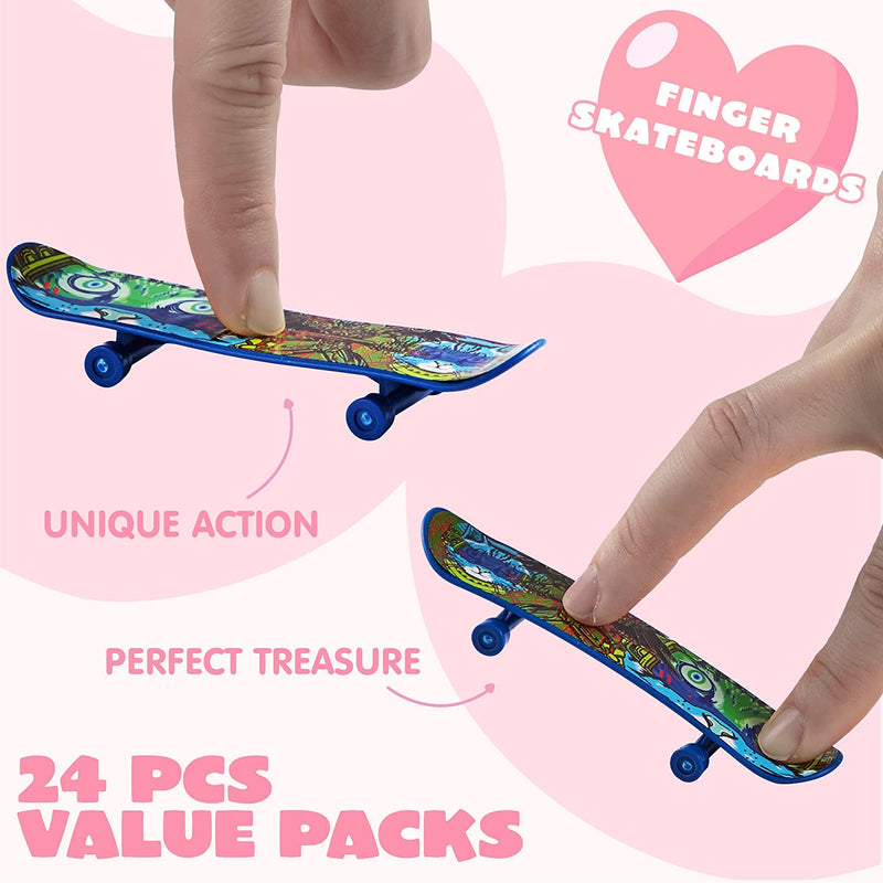 28Pcs Mini Skateboards in Boxes with Kids Valentines Cards for Classro
