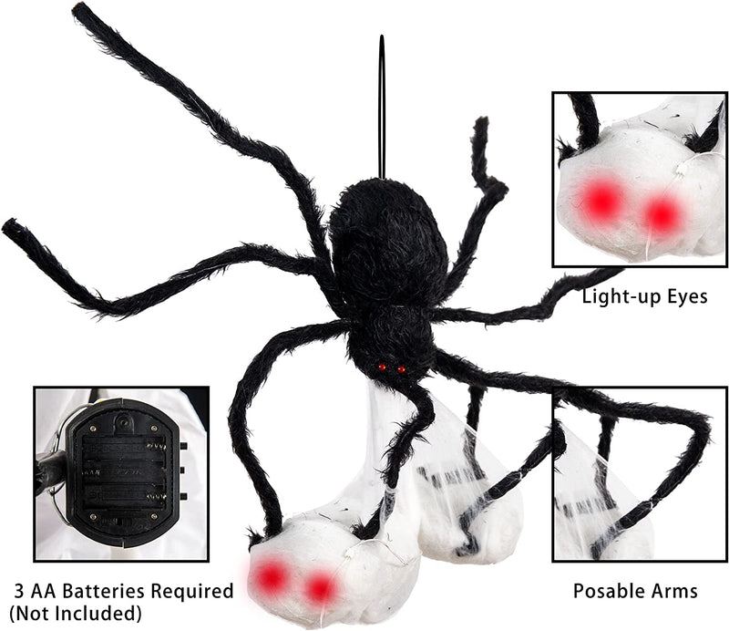 Halloween Light up Hanging Spider with Cocoon Decoration