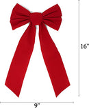 16" Pack Red Velvet Bows, 8 Pcs