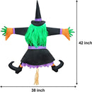 Crashing Witch Into Tree (green) Halloween Decoration
