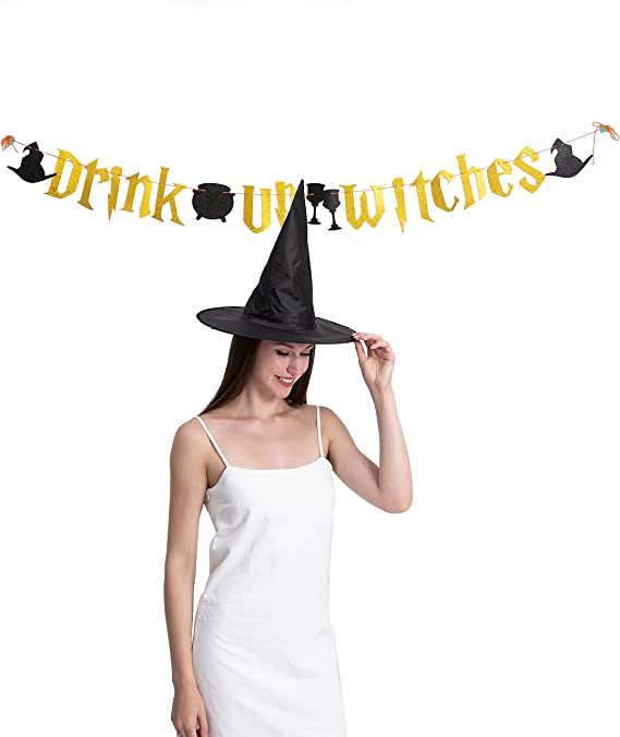 Drink Up Witches Banner and Witch Hats, 13 Pcs
