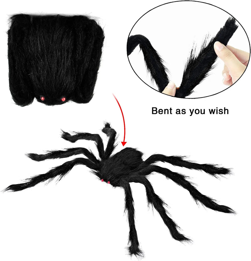 Realistic Hairy Spiders Set, 8 Pack