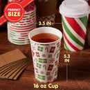 24Pcs Christmas Paper Cup 16 oz with Holiday Design