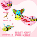 28Pcs Wind Up Toy with Kids Valentines Cards for Valentine Party Favors