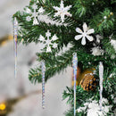 2.4in Glass Iridescent Snowflake and Icicle Ornaments, 28 Pcs