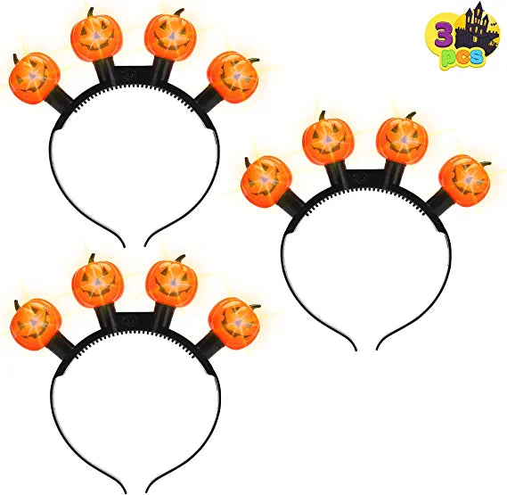 LED Pumpkin Headband, 3 Pcs