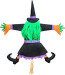 Crashing Witch Into Tree (green) Halloween Decoration