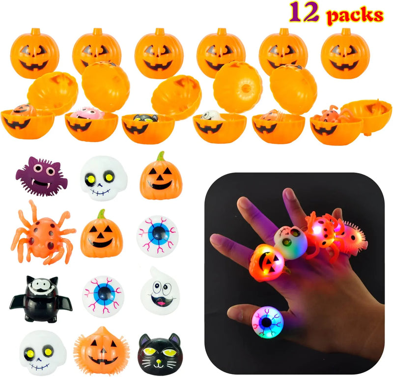 Prefilled Pumpkin Box with LED Rings, 12 Pack