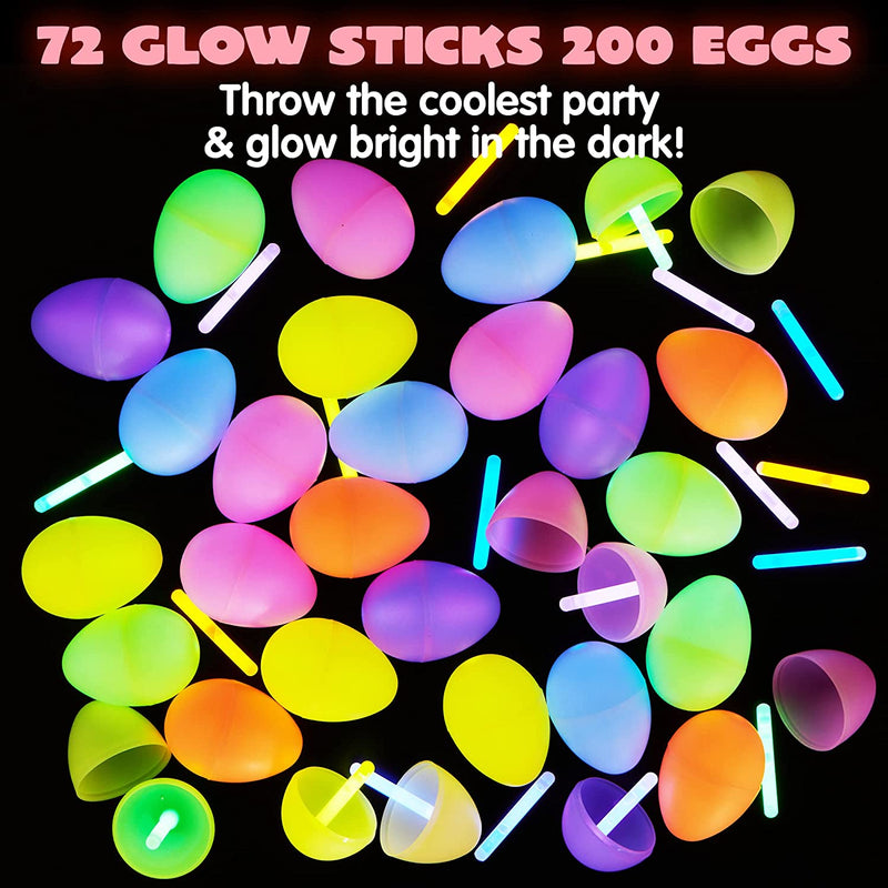 72Pcs Glow Sticks Glow in the Dark Prefilled Easter Eggs 3.15in