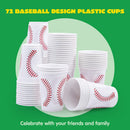 72Pcs Plastic Baseball Party Cups