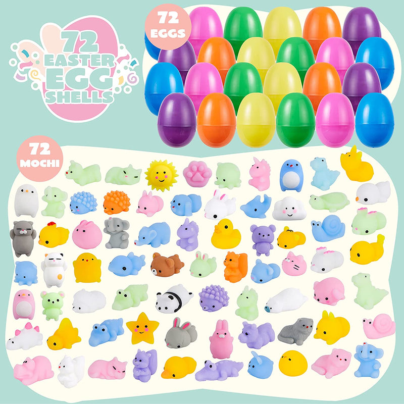 72Pcs Squishy Toys Prefilled Easter Eggs