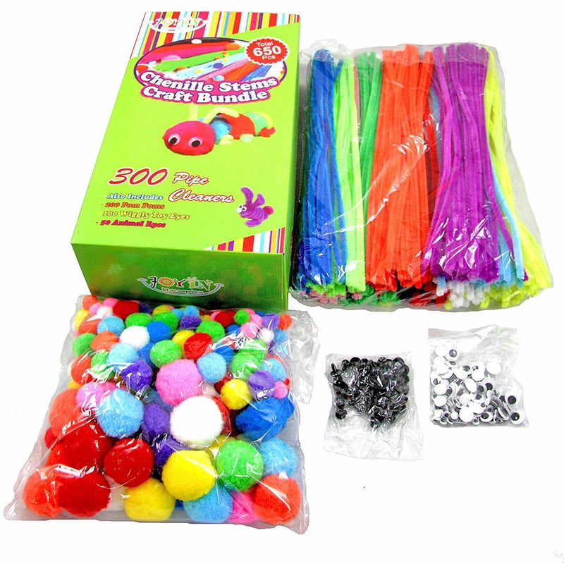 Craft Pipe Cleaners Chenille Stems Bundle, 650-Piece Set