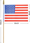 10in American Flags with Handheld Wooden Sticks, 24 Pcs