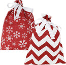 Red Fabric Gift Bag In 3 Sizes, 6 Pack