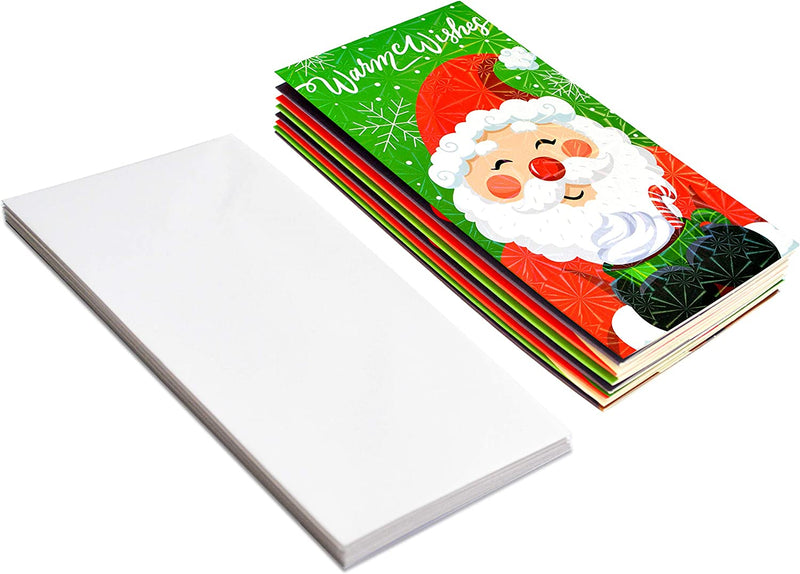 40 Pcs Holographic Christmas Greeting Cards