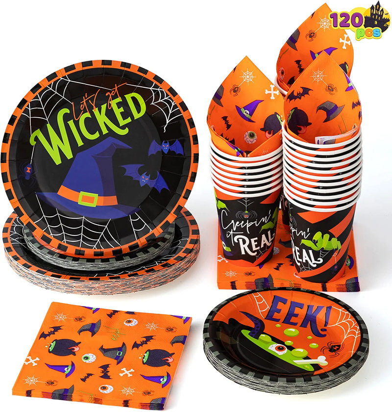 Witch Themed Halloween Tableware Set, 30 Pcs