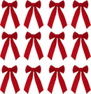 16" Pack Red Velvet Bows, 8 Pcs