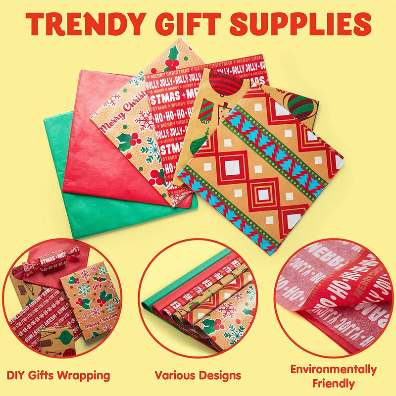 Christmas Tissue Paper Printed and Solid for Decoration and Wrapping