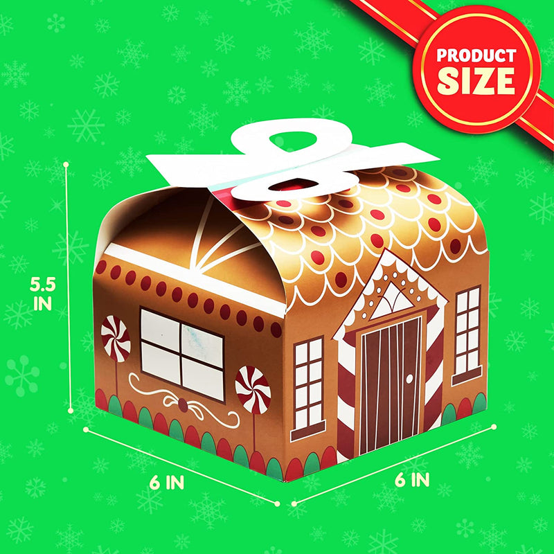 3d Christmas Goody Gift Boxes With Bow, 24 Pcs