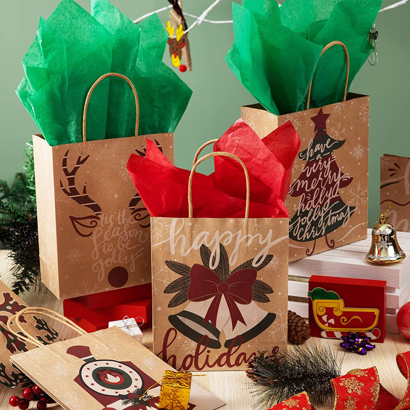 Christmas Kraft Paper Gift Bags with Large Characters