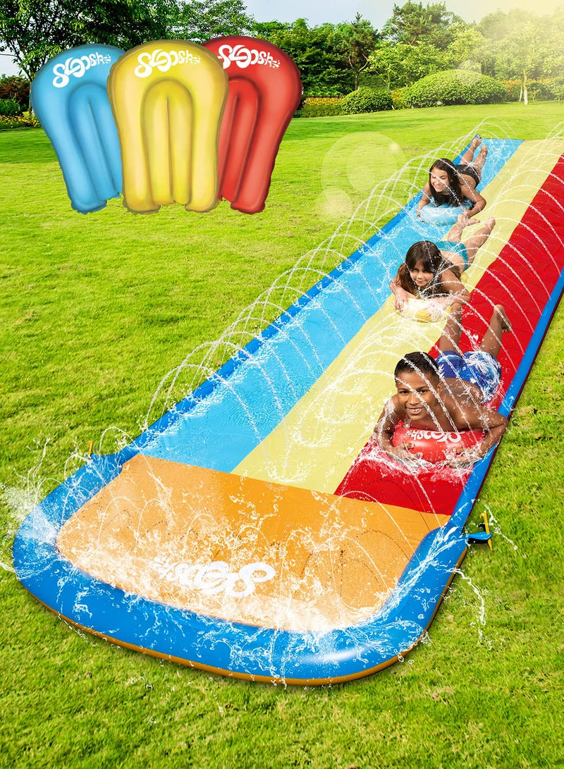 SLOOSH - 3 Person Deluxe Water Slides with 3 Bodyboards