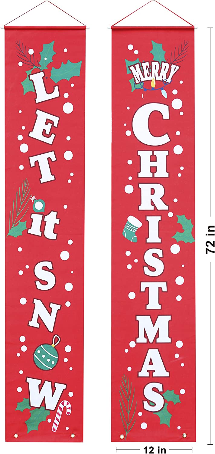 Let it Snow Merry Christmas Hanging Door Banner