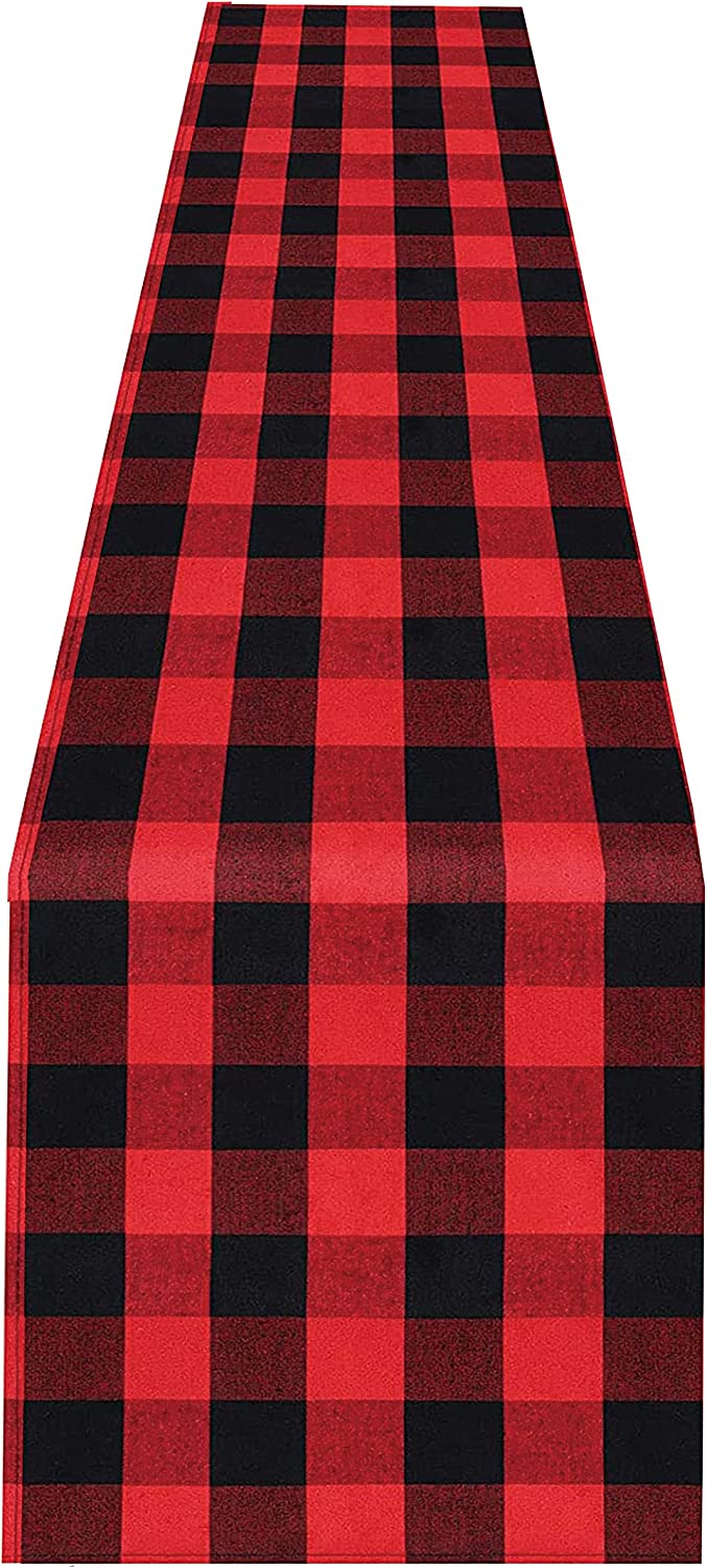 Christmas Table Runner Buffalo Check Classic 14x72in red & black
